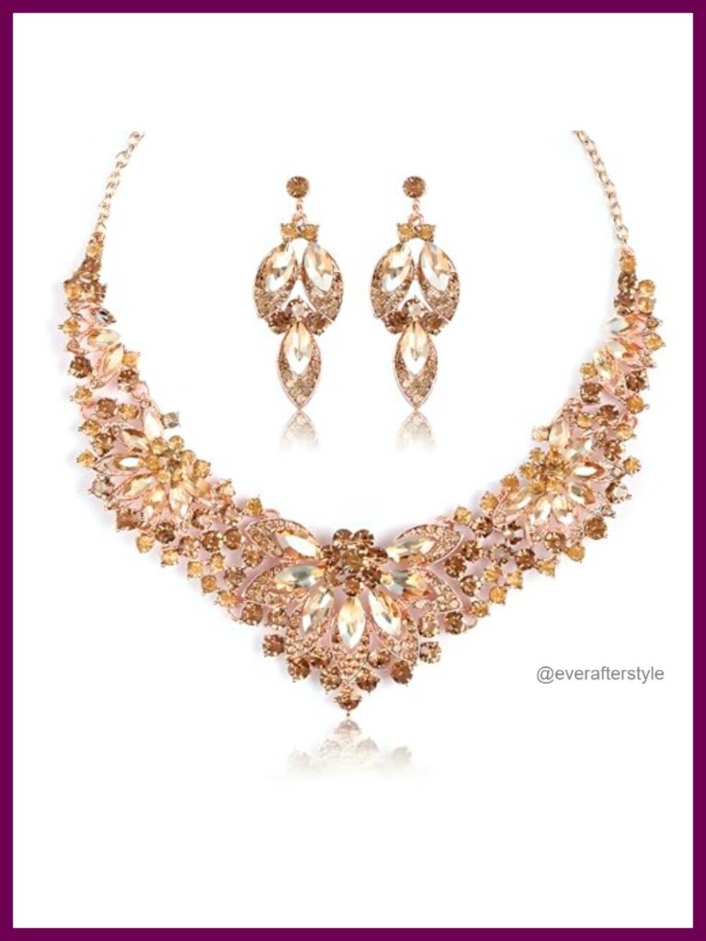 Women's Rhinestone Crystal Jewelry Set Choker Necklace Dangle Earrings Wedding